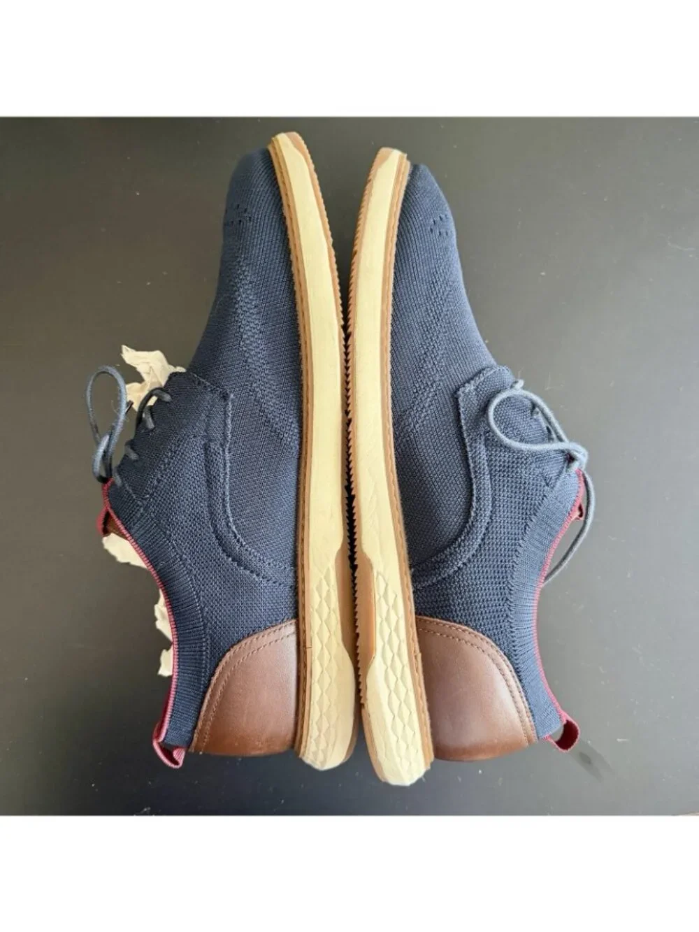 Vince Camuto V-Saladin M 10.5M Navy Knit Casual Oxford Shoes Leather Sneakers